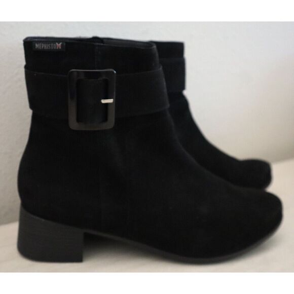 Mephisto Women's Sz 8.5 Black Gianina Suede Ankle Boots w/Buckle - Picture 8 of 10